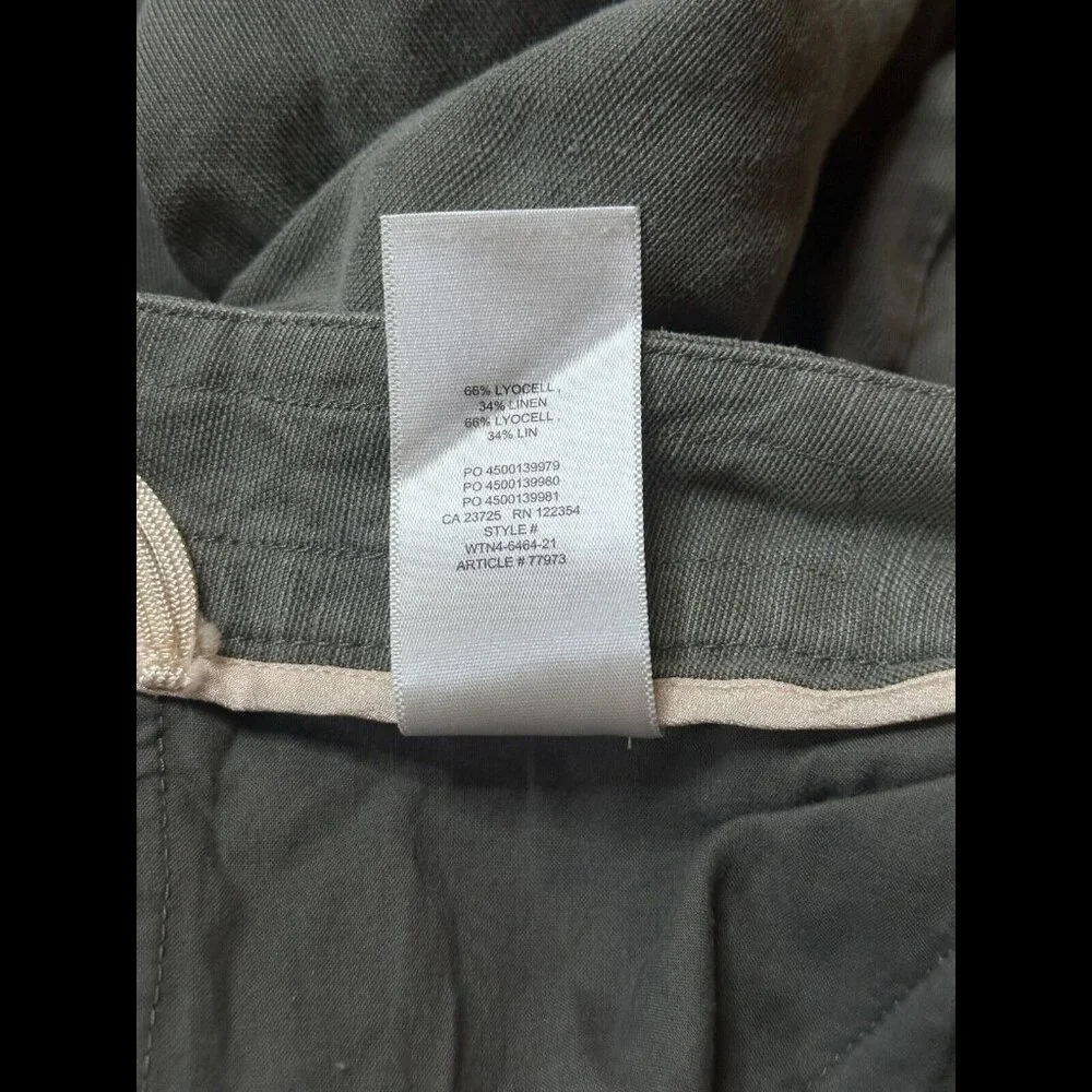 Wilfred Trousers 10 / 32 Womens Sage Green Chambray Linen Cropped Pleated Pants